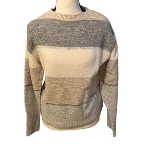 HM H&M XS Extra Small Striped Wool Sweater Sweatshirt Stripe Stripes Winter Gray
